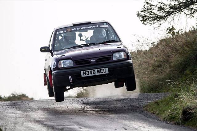 Steve Brown in action at the wheel of his old Nissan Micra which he used in Belgium last weekend