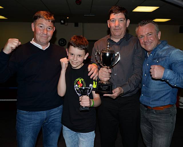 Darren Connellan, Brian Kelly, Louis Humphreys and Tony Connellan presenting the Joe Lancaster Recognition Cup