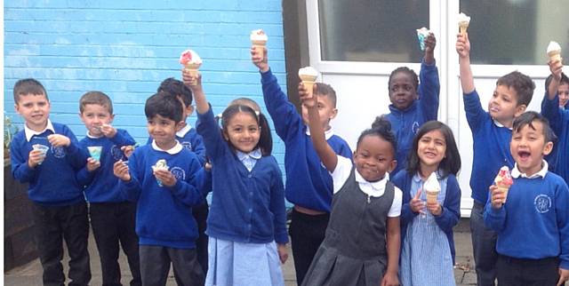 St Peter’s celebrates with an ice-cream treat after being praised as a ‘Good school' by Ofsted
