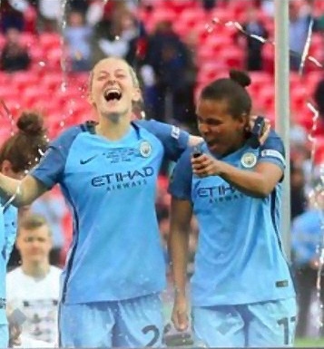 Keira Walsh (left) in her Manchester City kit
