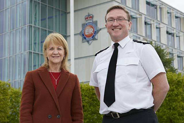 Greater Manchester Deputy Mayor for Policing and Crime Beverley Hughes with Chief Constable Ian Hopkins