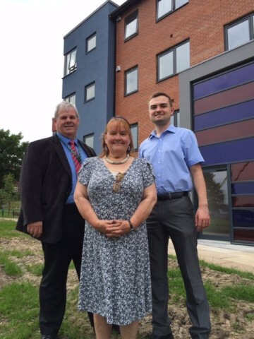 Local councillors Richard Farnell, Kathleen Nickson and Daniel Meredith at the recently completed apartments on the Strand