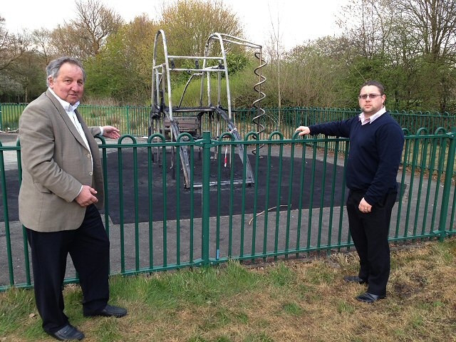 Councillor Peter Winkler and Councillor Michael Holly at Caldershaw play area