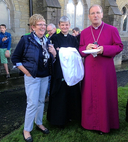 The Bishop of Middleton the Rt. Rev. Mark Davies with the Rev Karen Smeaton (Future Area Dean) and Church Warden Jennie Train who is the chief driving force behind the current refurbishment works being carried out at Healey church.