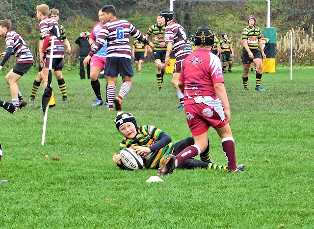 Harry Baron with his try