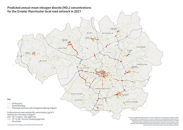 Greater Manchester Air Quality Map 2021