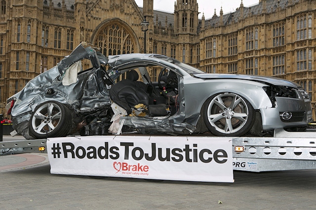 The wreckage from a collision caused by dangerous driving which instantly killed Joseph Brown-Lartey in 2014