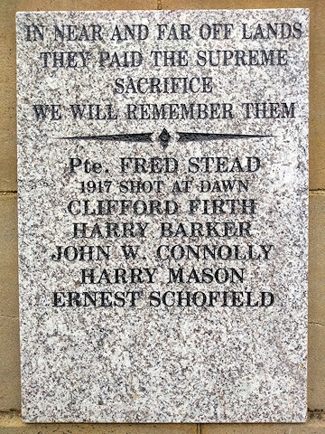 Supplementary Plaque for six servicemen attached to the Cenotaph in Littleborough prior to the 11 November 2018 Armistice Remembrance