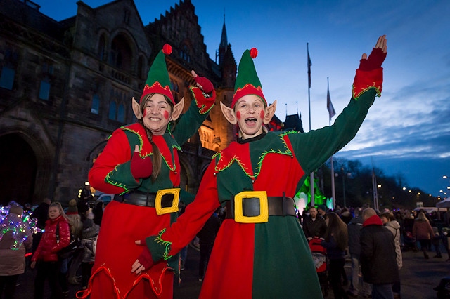 Christmas Elves at Rochdale Town Hall for the big switch on