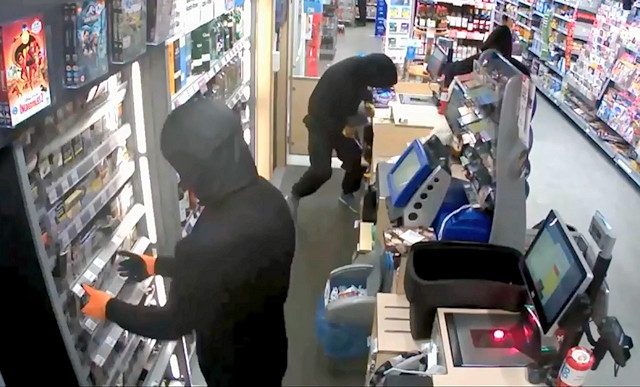 CCTV of armed robbery at Co-op on Rooley Moor Road, Rochdale