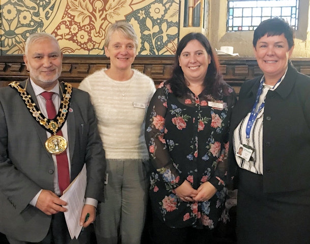 Mayor Mohammed Zaman, Carol Hopkins and Michelle Walton, Business Development Managers at RDA, and Lorraine Cox, Director of Procurement at Star Procurement