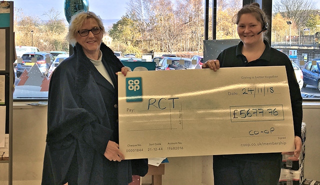 Rochdale Connections Trust chairwoman Vivien Carter was presented with the £5,677.76 cheque