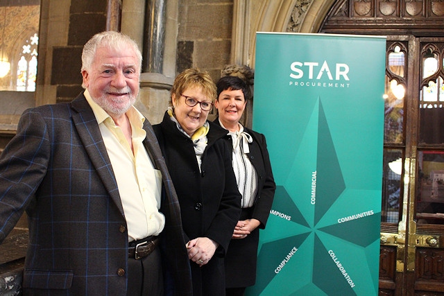 Councillor Allen Brett, leader of Rochdale Borough Council, with Bev Wrigley from Engaging Safety Ltd and Lorraine Cox, director of procurement at STAR Procurement 