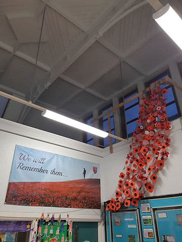 Castleton Primary School's poppy display