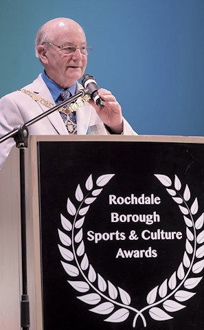 Cllr Billy Sheerin, Deputy Mayor, of Rochdale at the Rochdale Boroughwide Sports and Culture Awards