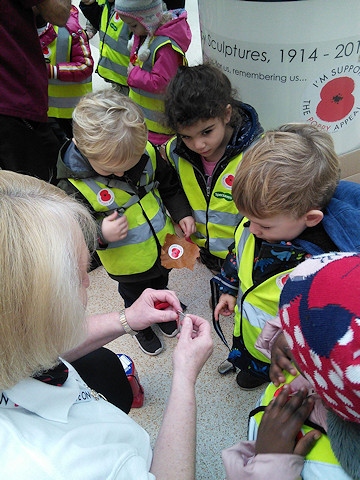 Each of the children received a reflective poppy to wear on their coat after making a donation