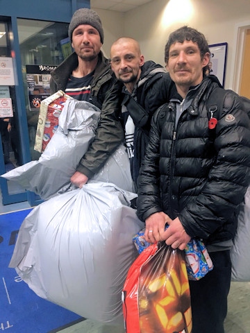Homeless people and charities received donations of outdoor and winter clothes, shoes and boots, warm socks, hats, scarves and gloves, toiletries and personal items (pictured: the 2018 event)