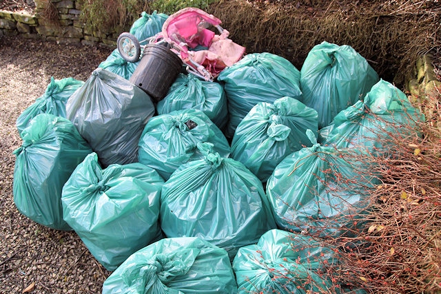 Bags of rubbish collected from Ashworth Valley