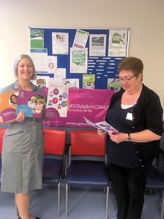Tracey Dixon, gynaecology oncology Macmillan clinical nurse specialist and Audrey Guy, Macmillan admin support, with some of their literature. 