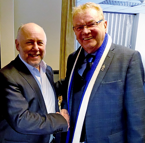 CRE owner Steve Goddard with Rochdale AFC Chairman Chris Dunphy
