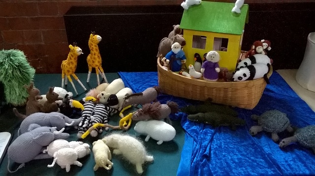 Noah's Ark - Genesis 7: 1-7, scenes from the knitted bible at St Andrew's, Dearnley 