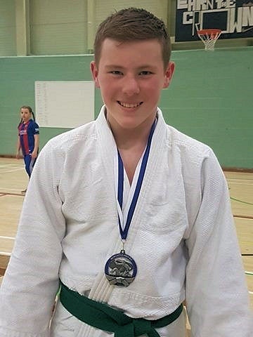 Jake Brearley, Rochdale Judo Club, with his silver medal