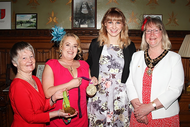 Mayoress Christine Duckworth and guests at the Woman of Rochdale Luncheon 2018 with Joanna Rowsell-Shand MBE