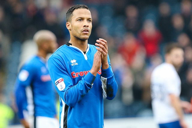 Joe Thompson pictured playing for Rochdale in 2018