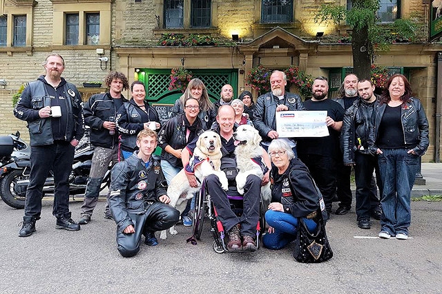 MT Heads with Hounds for Heroes chairman and founder, Allen Parton and his service dogs