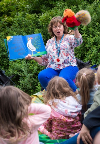 Early years worker Irene Peachey told stories and rhymes 