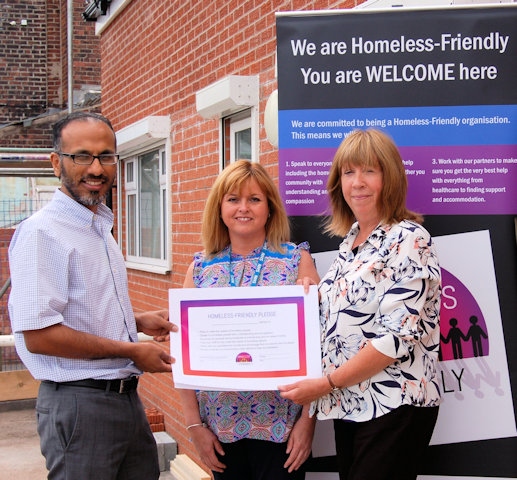 Dr Zahid Mohammed, Adele Hardacre, Practice Manager, Hopwood Medical Centre and Gail Sutcliffe, Co-ordinator, Homeless-Friendly