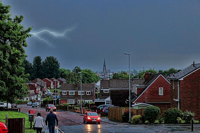 Lightning above Heywood - lightning may pose a hazard in some locations