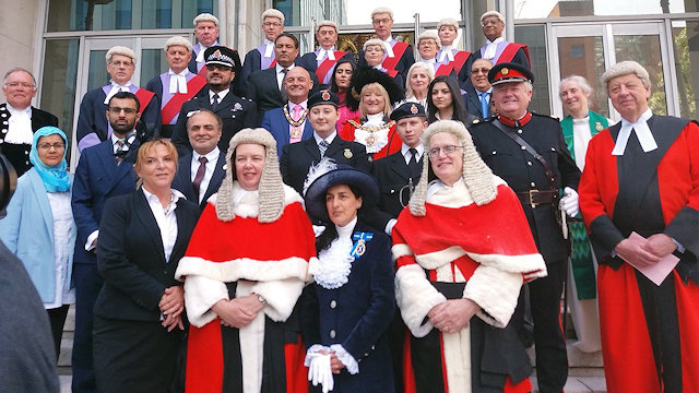 Mayor Mohammed Zaman with The High Sheriff, Robina Shah and high court judges, other mayors and police officials