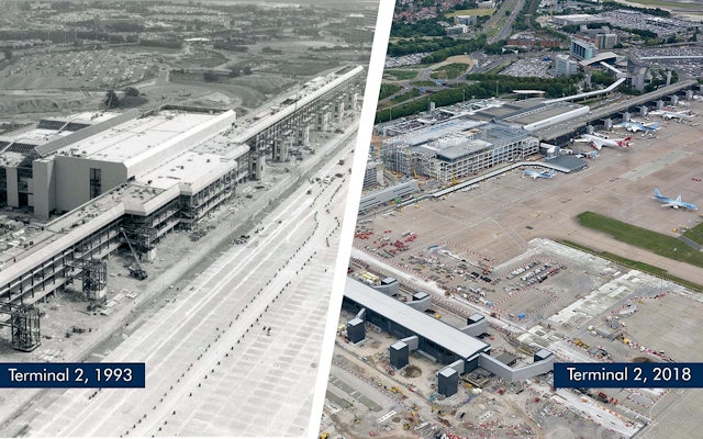 Manchester Airport Terminal two before and after