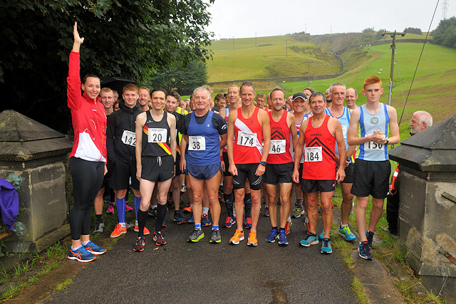 Andy O'Sullivan (fourth from left) 5k at Cowm Reservoir
