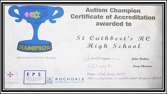 Autism Champion Accreditation for St Cuthbert's RC High School