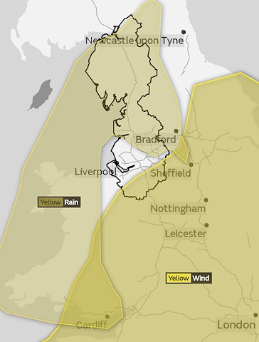 Wind and rain affecting the North West 