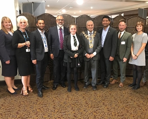 Dr Gill Tonge, Gill Pilkington, Shaju Ahmed, Dr Mohammed Jiva MBE, Chair Rochdale Health Alliance, Olivia Carr, winner of the logo competition, Mayor Councillor Mohammed Zaman, Dr Bodrul Alam, Steve Taylor, Laura O’Brien