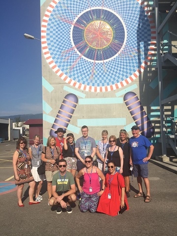 Chris Lowe, Assistant Headteacher at Lowerplace Primary School at CERN with his group