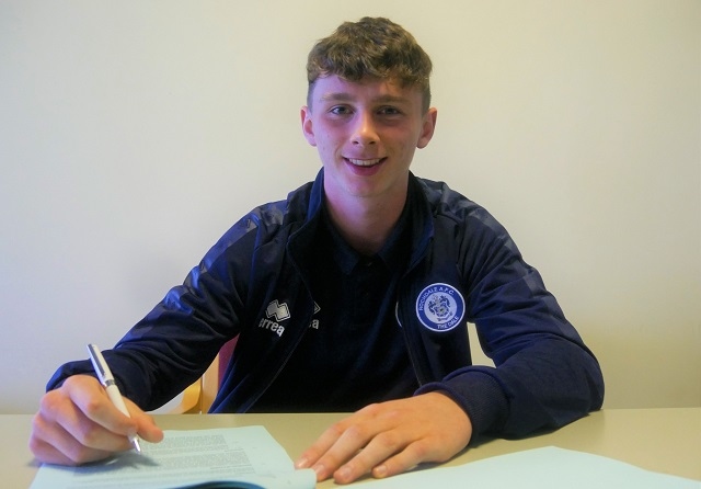Daniel Adshead when he signed his first professional contract at Rochdale Football Club