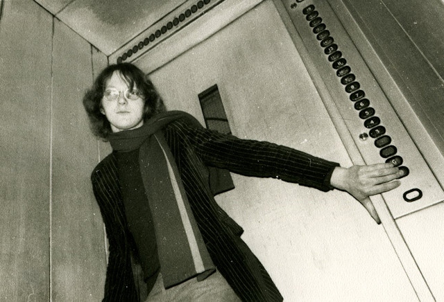 End of an era: Chris Hewitt in a lift of one of the Seven Sister blocks in the early days