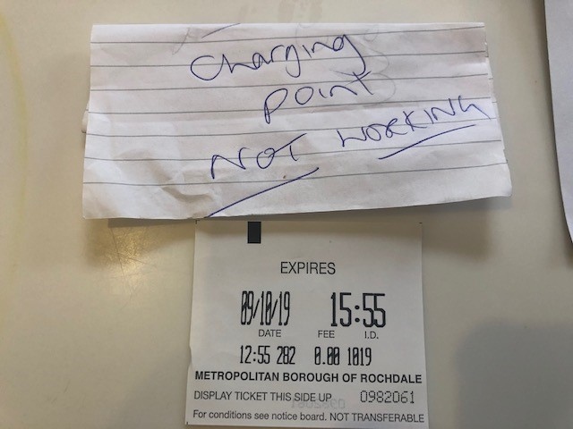 The note Beverely left, alongside her display ticket