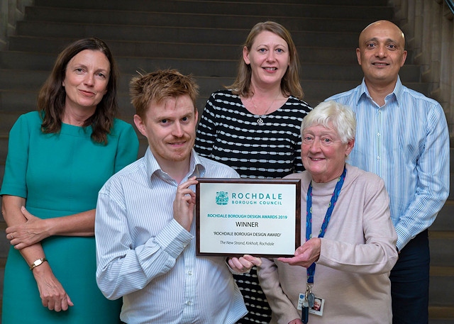 Councillor Carol Wardle with staff from Rochdale Boroughwide Housing