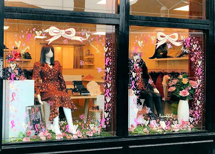 Pretty Parade's window display was named a joint winner of Little'Pink'Borough