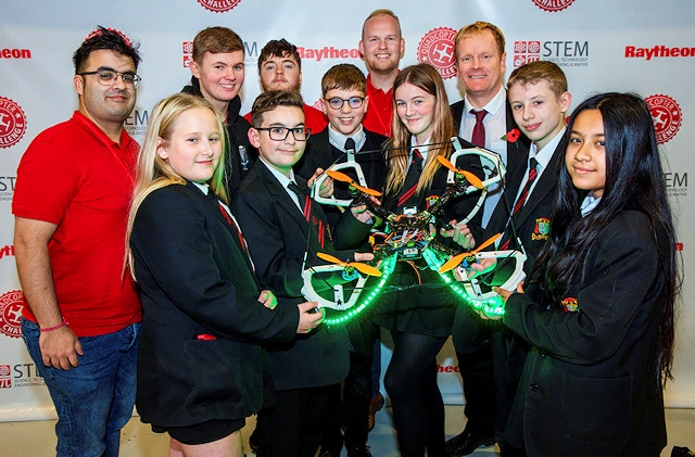 Cardinal Langley students with their quadcopter