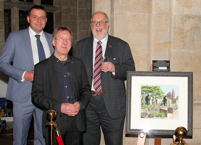 Paul Ellison, Geoff Butterworth and John Kay with the painting