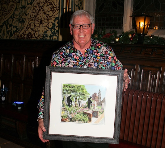 John Swinden with his new painting 