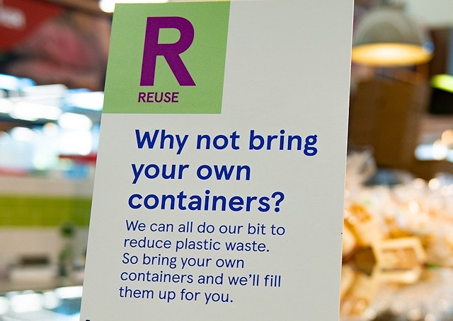 Tesco suggests reusing your own containers to reduce plastic waste