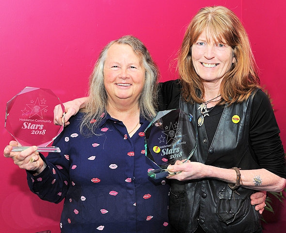 KAPOW's Ros Liddle and Jan Eaton-Dykes, the winners of the Middleton Community Star 2018