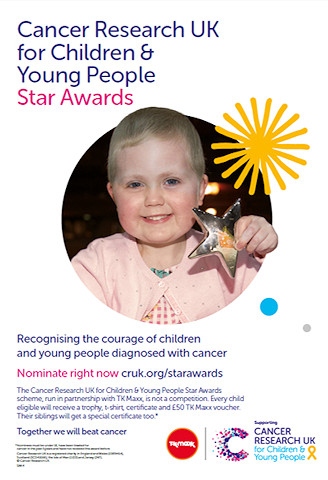 Nominations for the Cancer Research UK Children & Young People Star Awards are now open